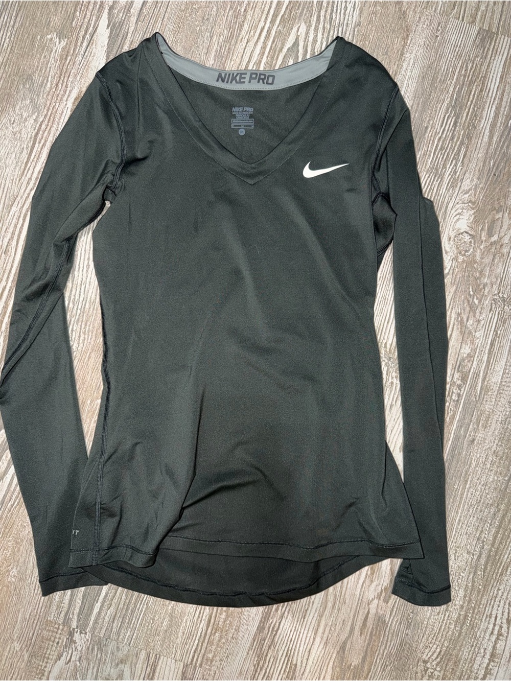 Nike Black Long-Sleeve V-Neck Performance Top